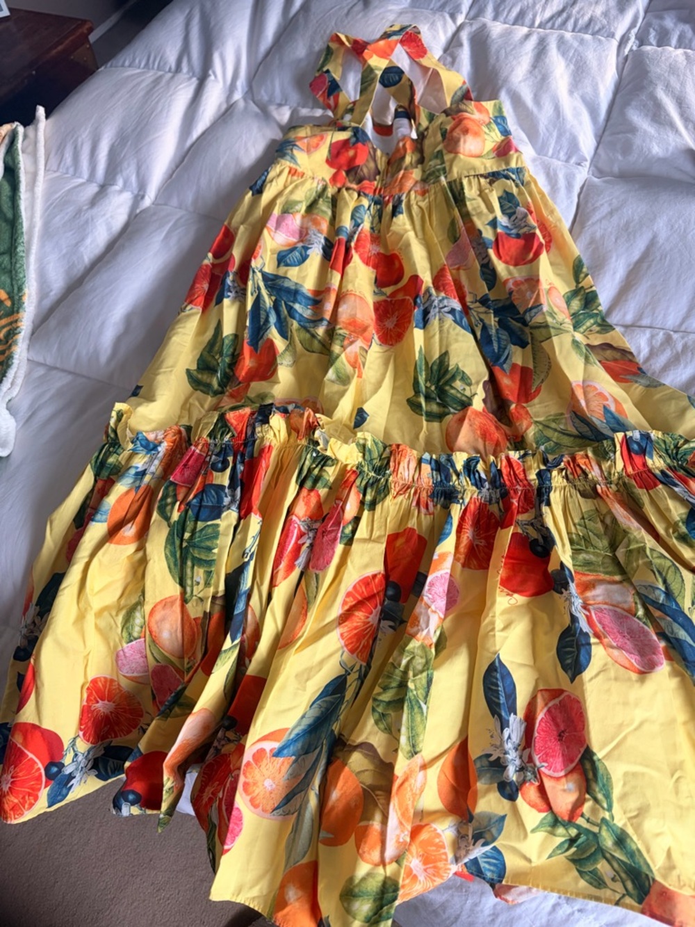 Cara Cara Yellow Tropical Fruit Print Sundress - Picture 6 of 6